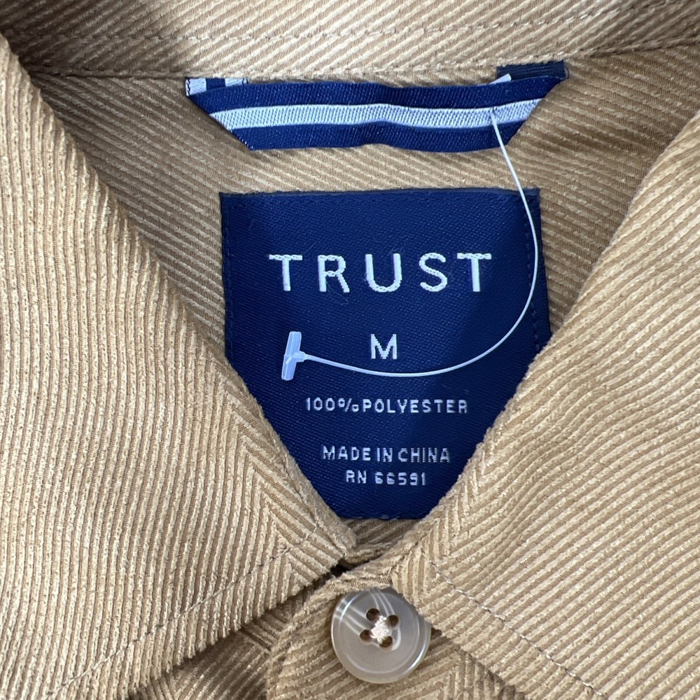 NWT Trust Mens Tan Long Sleeve Button Up Business Shirt Size Medium - Picture 7 of 13